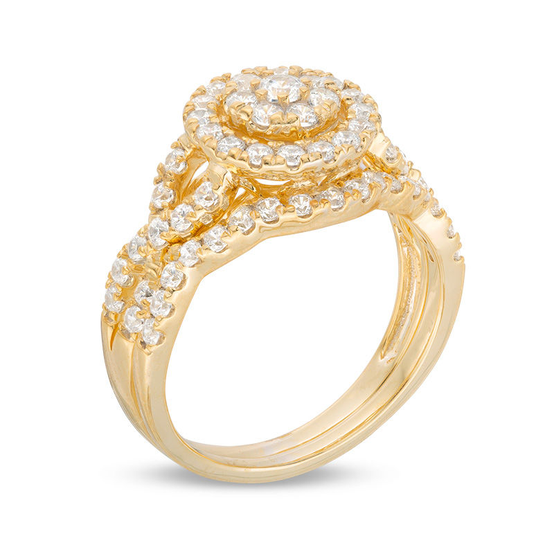 Main Image 3 of 0.95 CT. T.W. Composite Diamond Frame Bridal Set in 10K Gold