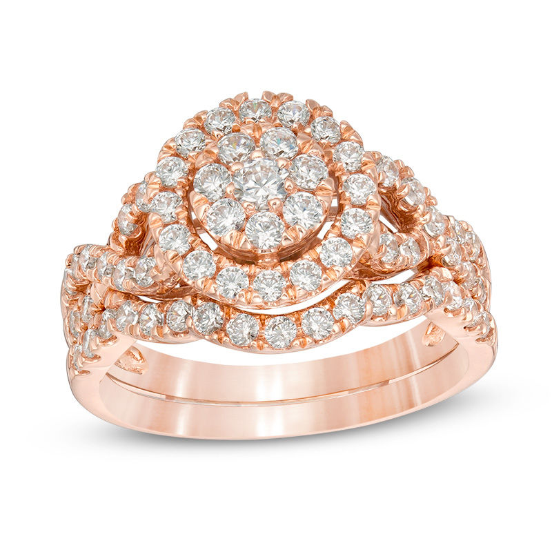 0.95 CT. T.W. Composite Diamond Frame Bridal Set in 10K Rose Gold|Peoples Jewellers