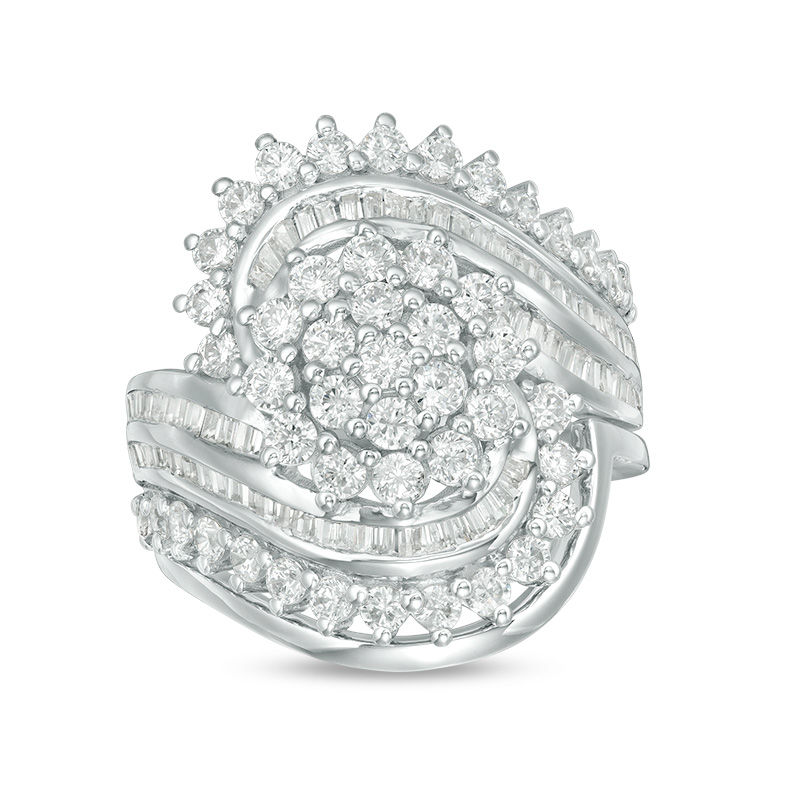 Main Image 1 of 1.95 CT. T.W. Composite Diamond Multi-Row Bypass Bridal Set in 10K White Gold