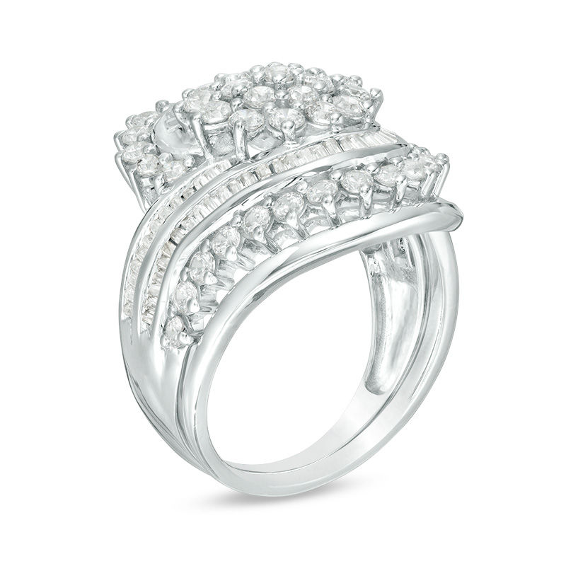 Main Image 2 of 1.95 CT. T.W. Composite Diamond Multi-Row Bypass Bridal Set in 10K White Gold