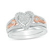 0.29 CT. T.W. Composite Diamond Heart Bridal Set in Sterling Silver and 10K Rose Gold