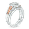 Thumbnail Image 1 of 0.29 CT. T.W. Composite Diamond Heart Bridal Set in Sterling Silver and 10K Rose Gold