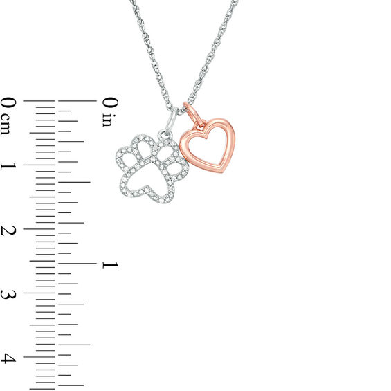 0.04 CT. T.W. Diamond Paw Print and Heart Pendant in Sterling Silver and 14K Rose Gold Plate