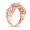 Thumbnail Image 1 of 0.95 CT. T.W. Composite Diamond Three Stone Frame Ring in 10K Rose Gold