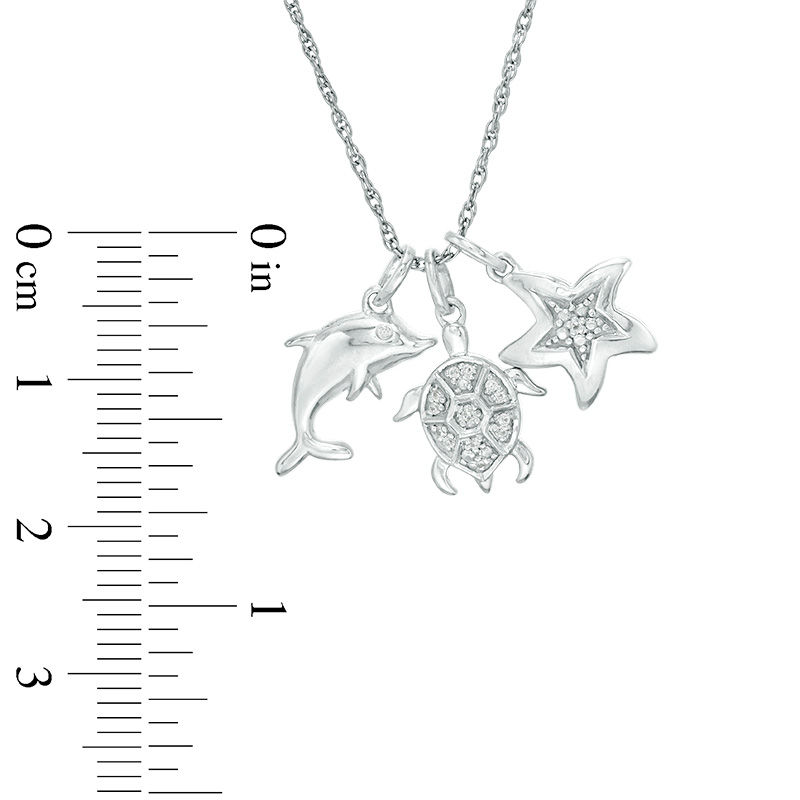 0.04 CT. T.W. Diamond Sea Life Themed Charm Pendant in Sterling Silver