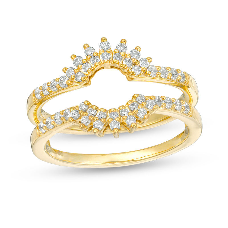 Main Image 1 of 0.29 CT. T.W. Diamond Floral Ring Solitaire Enhancer in 10K Gold