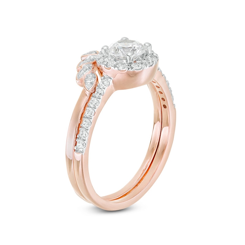 0.69 CT. T.W. Diamond Frame Leaf Bridal Set in 10K Rose Gold|Peoples Jewellers