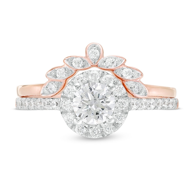 0.69 CT. T.W. Diamond Frame Leaf Bridal Set in 10K Rose Gold|Peoples Jewellers