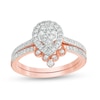 Thumbnail Image 0 of 0.45 CT. T.W. Composite Pear-Shaped Diamond Frame Bridal Set in 10K Rose Gold