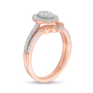 0.45 CT. T.W. Composite Pear-Shaped Diamond Frame Bridal Set in 10K Rose Gold