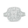 1.14 CT. T.W.  Diamond Double Cushion Frame Engagement Ring in 14K White Gold