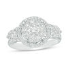 Thumbnail Image 0 of 1.09 CT. T.W. Composite Diamond Frame Three Stone Engagement Ring in 14K White Gold