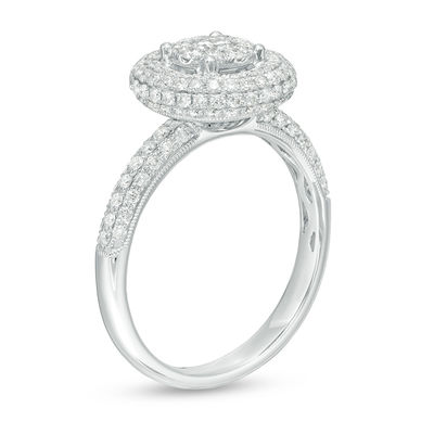 0.95 CT. T.W. Diamond Double Frame Engagement Ring in 14K White Gold