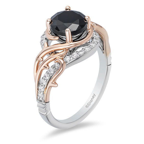 Enchanted Disney Villains Maleficent 2.00 CT. T.W. Black Diamond Thorn Engagement Ring in 14K Two-Tone Gold