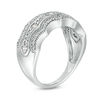 Thumbnail Image 1 of 0.45 CT. T.W. Diamond Multi-Row Concave Vintage-Style Band in 10K White Gold