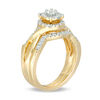 Thumbnail Image 1 of 0.45 CT. T.W. Diamond Double Frame Twist Bridal Set in 10K Gold