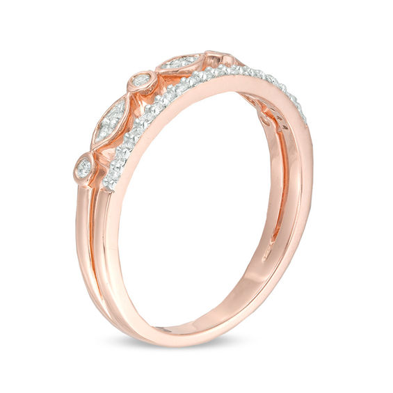 0.145 CT. T.W. Diamond Two Row Stackable Band in 10K Rose Gold