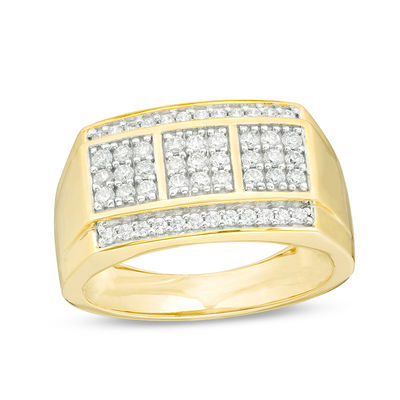 Men's 0.58 CT. T.W.  Diamond Square Composite Three Stone Ring in 10K Gold