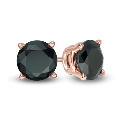 1.95 CT. T.W. Black Diamond Solitaire Stud Earrings in 14K Rose Gold