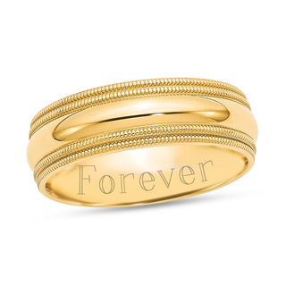 Men's 6.0mm Comfort-Fit Milgrain Wedding Band in 14K Gold