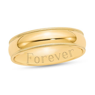 Men's 6.0mm Comfort-Fit Milgrain Wedding Band in 14K Gold