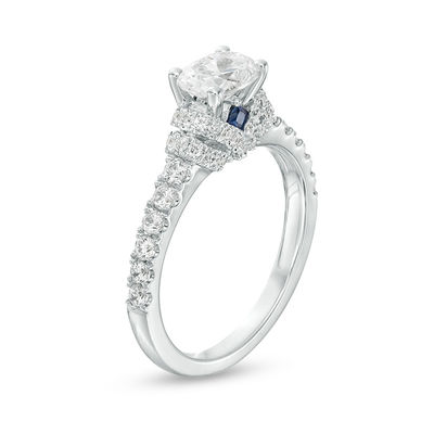 Vera Wang Love Collection 1.23 CT. T.W. Oval Diamond Collar Engagement Ring in 14K White Gold