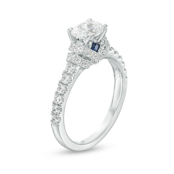 Vera Wang Love Collection 1.23 CT. T.W. Oval Diamond Collar Engagement Ring in 14K White Gold