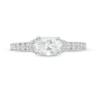 Vera Wang Love Collection 1.23 CT. T.W. Oval Diamond Collar Engagement Ring in 14K White Gold