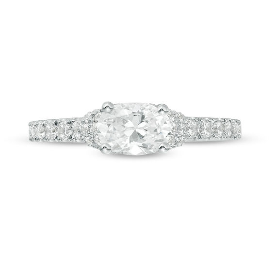 Vera Wang Love Collection 1.23 CT. T.W. Oval Diamond Collar Engagement Ring in 14K White Gold