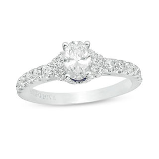 Vera Wang Love Collection 0.95 CT. T.W. Oval Diamond Collar Engagement Ring in 14K White Gold