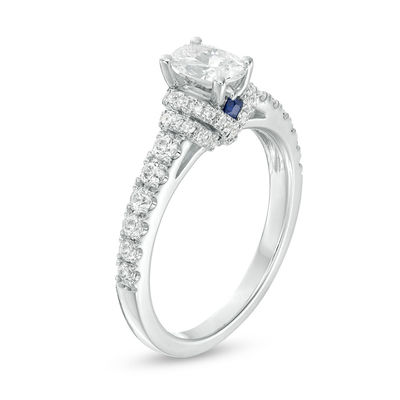 Vera Wang Love Collection 0.95 CT. T.W. Oval Diamond Collar Engagement Ring in 14K White Gold