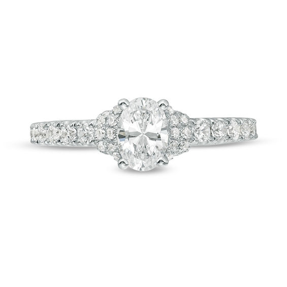 Vera Wang Love Collection 0.95 CT. T.W. Oval Diamond Collar Engagement Ring in 14K White Gold