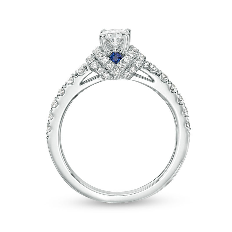 Vera Wang Love Collection 0.95 CT. T.W. Oval Diamond Collar Engagement Ring in 14K White Gold|Peoples Jewellers