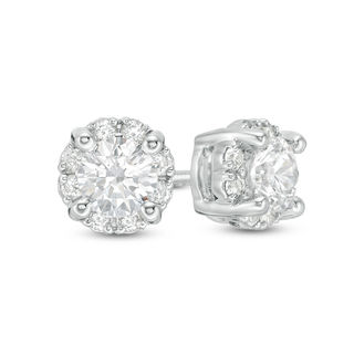 CT. T.W. Certified Canadian Diamond Frame Stud Earrings in 14K White Gold (I/I2