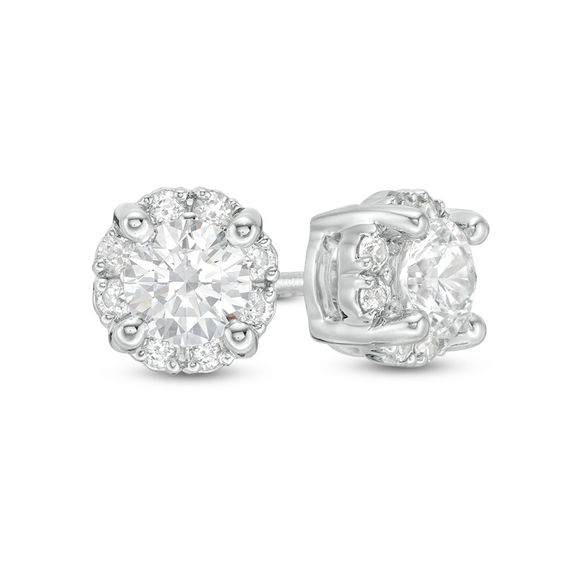 CT. T.W. Certified Canadian Diamond Frame Stud Earrings in 14K White Gold (I/I2