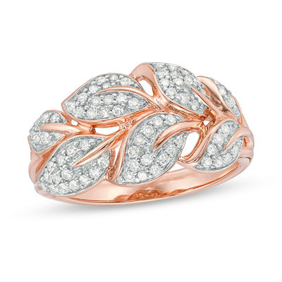 0.30 CT. T.W. Diamond Leaf and Vine Ring in 10K Rose Gold