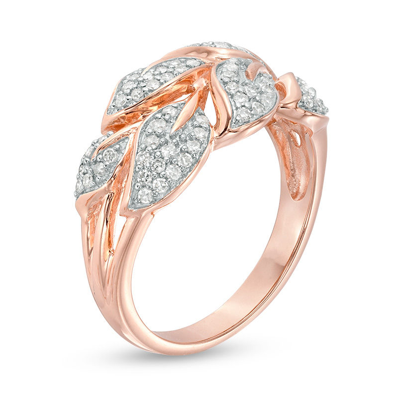 0.30 CT. T.W. Diamond Leaf and Vine Ring in 10K Rose Gold