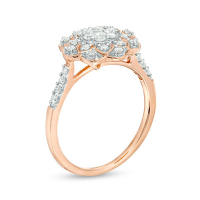 0.45 CT. T.W. Composite Diamond Flower Ring in 10K Rose Gold