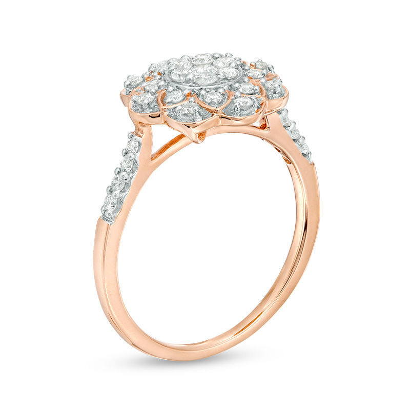 0.45 CT. T.W. Composite Diamond Flower Ring in 10K Rose Gold|Peoples Jewellers