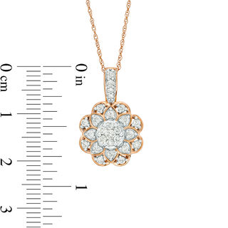 0.45 CT. T.W. Composite Diamond Flower Pendant in 10K Rose Gold