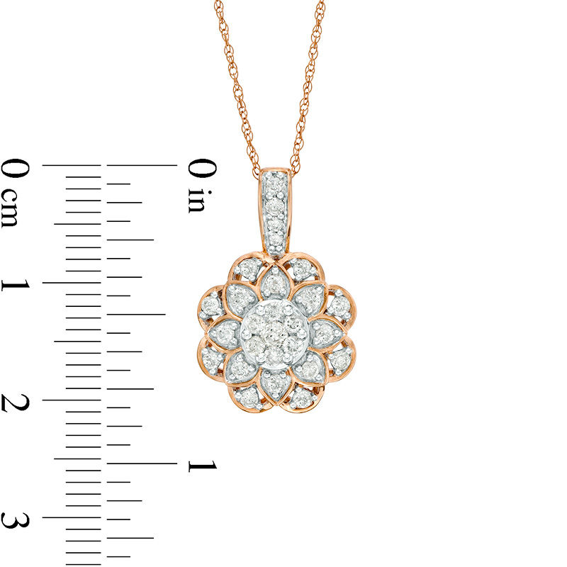 0.45 CT. T.W. Composite Diamond Flower Pendant in 10K Rose Gold|Peoples Jewellers