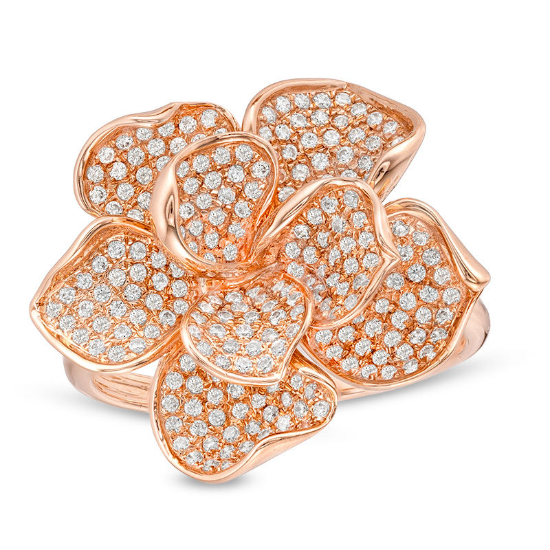 0.75 CT. T.W. Diamond Flower Ring in 10K Rose Gold|Peoples Jewellers