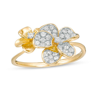 0.40 CT. T.W. Diamond Double-Flower Ring in 10K Gold