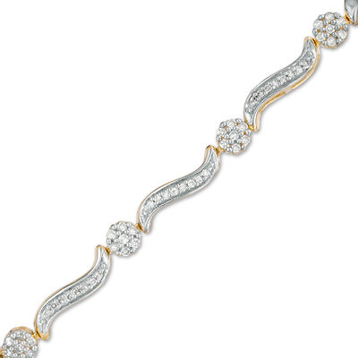 0.62 CT. T.W. Composite Diamond Twist Link Bracelet in 10K Gold - 7.25"