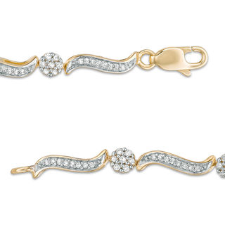 0.62 CT. T.W. Composite Diamond Twist Link Bracelet in 10K Gold - 7.25"