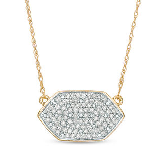 0.24 CT. T.W. Diamond Elongated Hexagon Necklace in 10K Gold - 19.5"