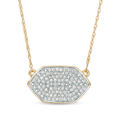 0.24 CT. T.W. Diamond Elongated Hexagon Necklace in 10K Gold - 19.5"