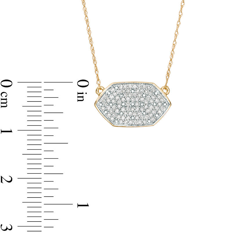 0.24 CT. T.W. Diamond Elongated Hexagon Necklace in 10K Gold - 19.5"