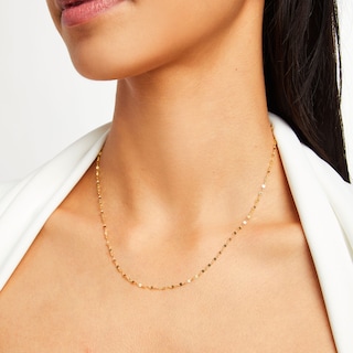 1.3mm Mirror Flat Chain Necklace in Solid 10K Gold - 18"