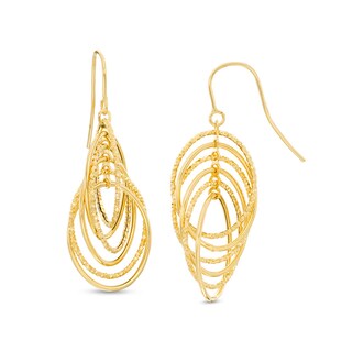 Diamond-Cut Layered Circles Drop Earrings in 14K Gold